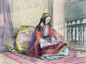Jeune Grecque, planche 16 de « Illustrations of Constantinople », gravée par l